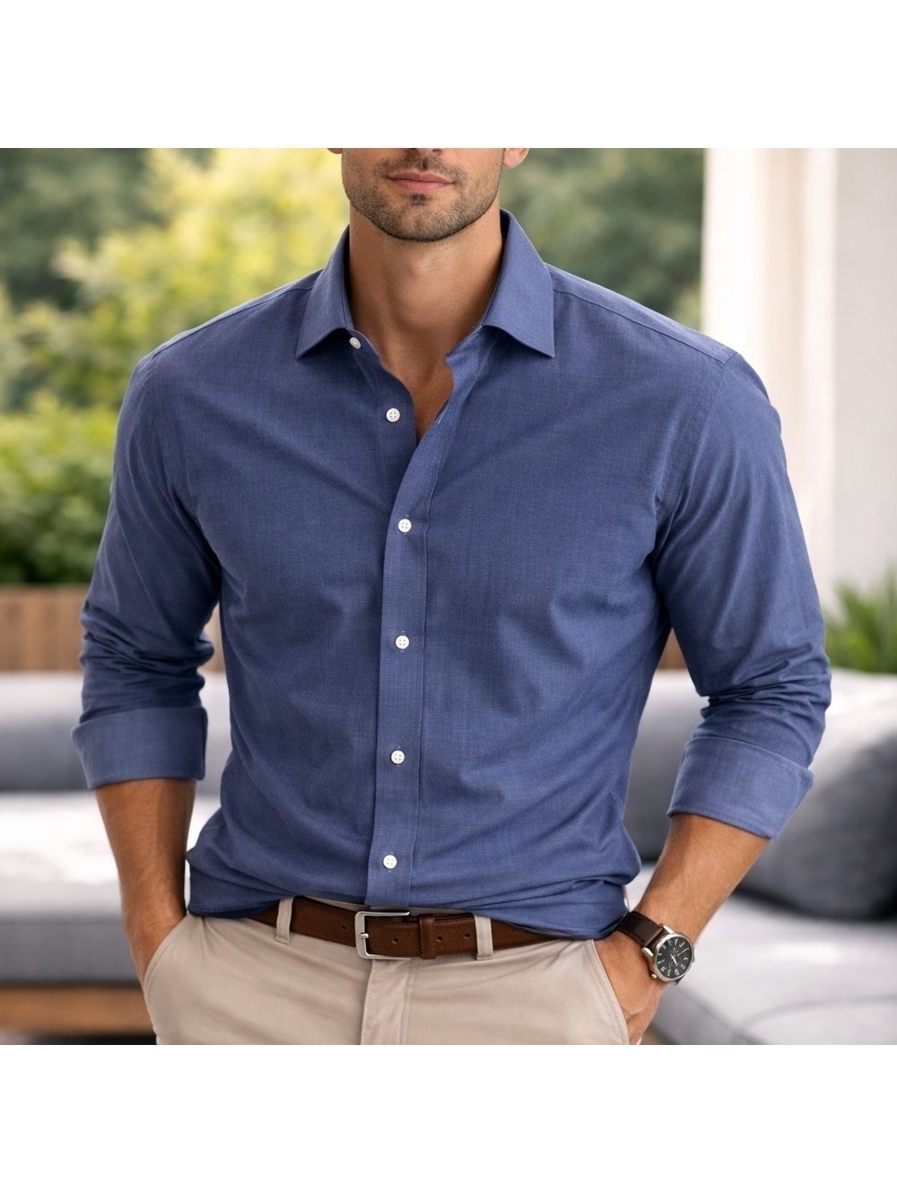 William Rast Slim Fit Button-Down Shirt Blue Preppy Oxford Size 15.5